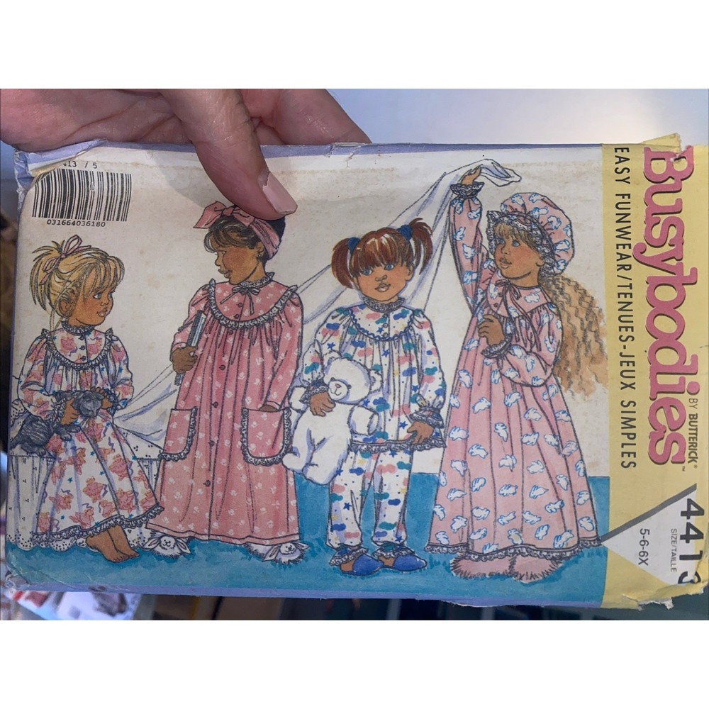 Butterick 4413 Vintage 1989 Busybodies Sewing Pattern Pajamas Robe Size 5 6 6X